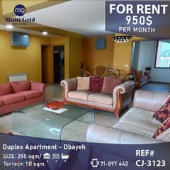 Duplex for Rent in Dbayeh, CJ-3123, شقة دوبلكس للإيجار في الضبية 0