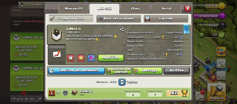 coc account with clan 4 1