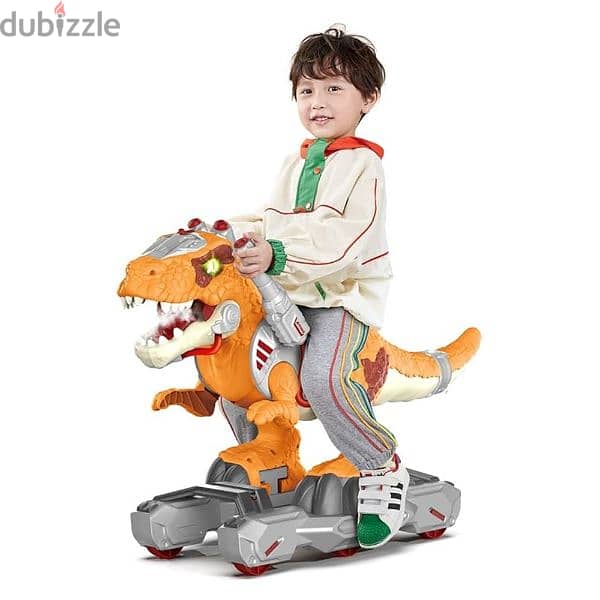 Dinosaur Scooter Foot-to-Floor Walker Ride On Toy with Music & Light 1