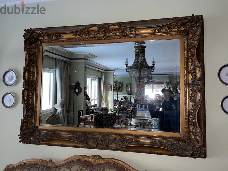 grand miroir avec cadre antique 0