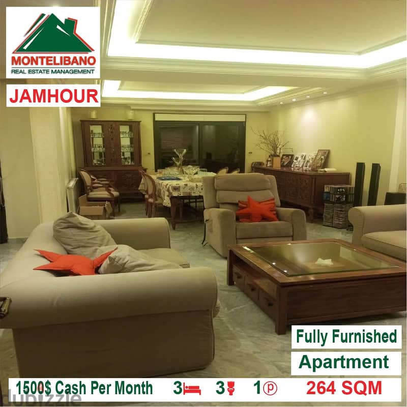 1500$!! Fully Furnished Apartment for rent located In Jamhour 1