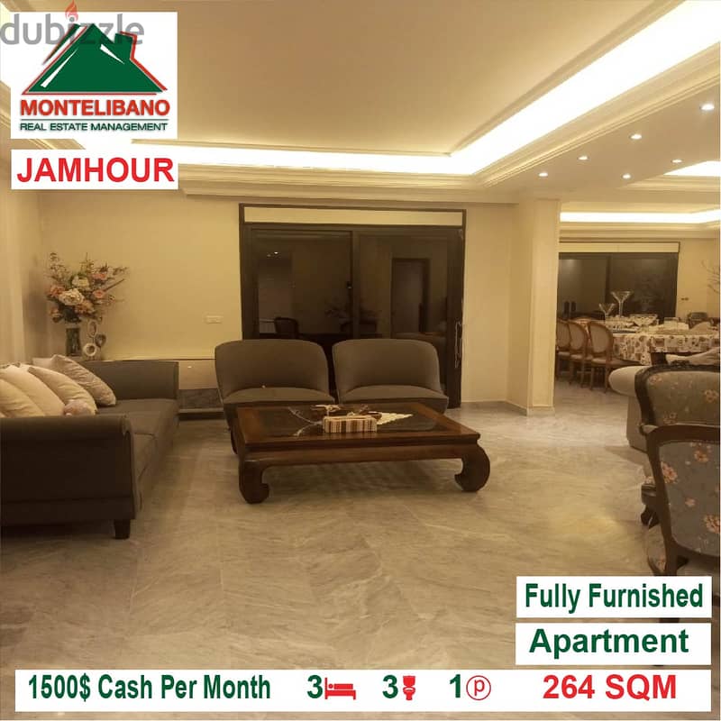 1500$!! Fully Furnished Apartment for rent located In Jamhour 2