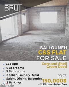 Core  and shell apartment- ballouneh شقة عالعضم للبيع في بلونة