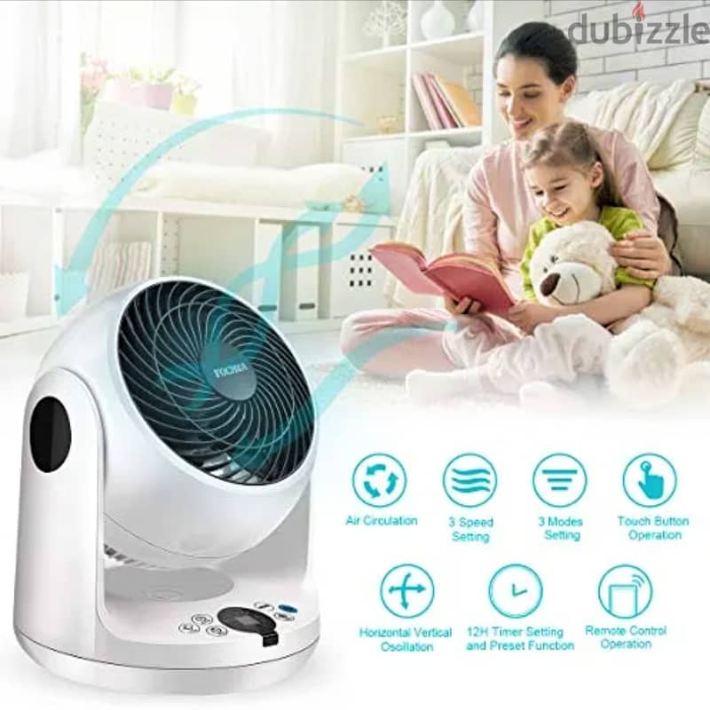 FOCHEA Air Circulation Fan with Remote Control, 3-Mode Cooler 1