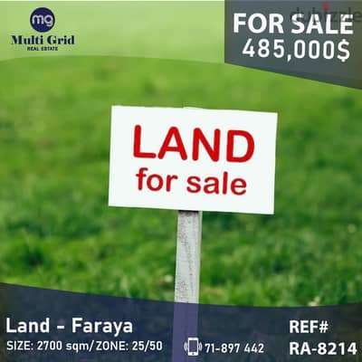 RA-8214 / Land for Sale in Faraya , أرض للبيع في فاريا