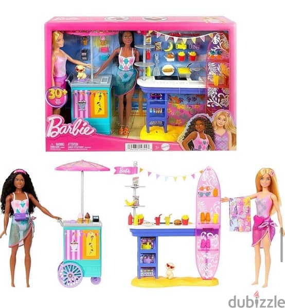 Barbie Beach Boardwalk Playset, 2 Dolls 0