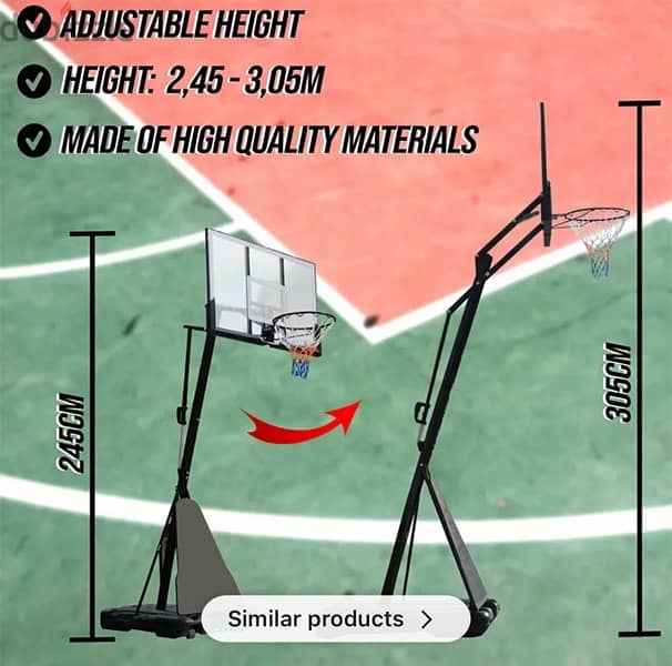 Basket ball hoop adjustable height hydrolic 4