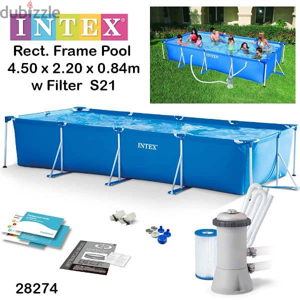 Intex 28274 Rectangular Frame Pool 450 x 220 x 84cm With Pump 1
