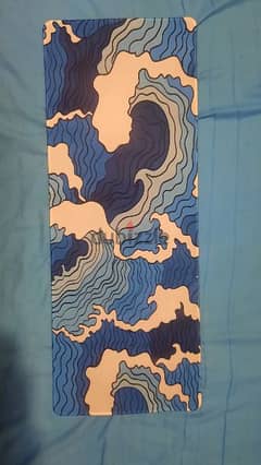 blue japanese wave mouse pad