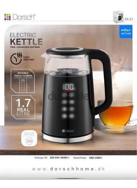 Dorsch 1.7L Electric Kettle with Touch screen & Digital Display 1