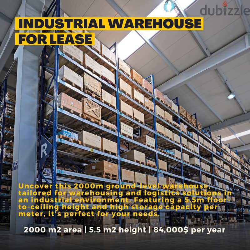 JH24-3384 Ground level warehouse 2000m for rent in Zouk Mosbeh 0