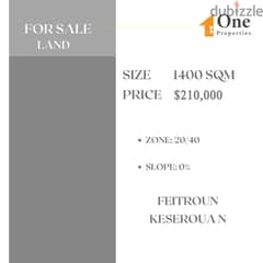 LAND FOR SALE in FEITROUN/KESEROUAN, near highway.