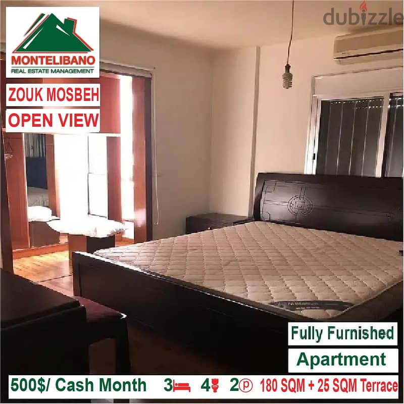 500$/Cash Month!! Apartment for rent in Zouk Mosbeh!! Open View!! 2
