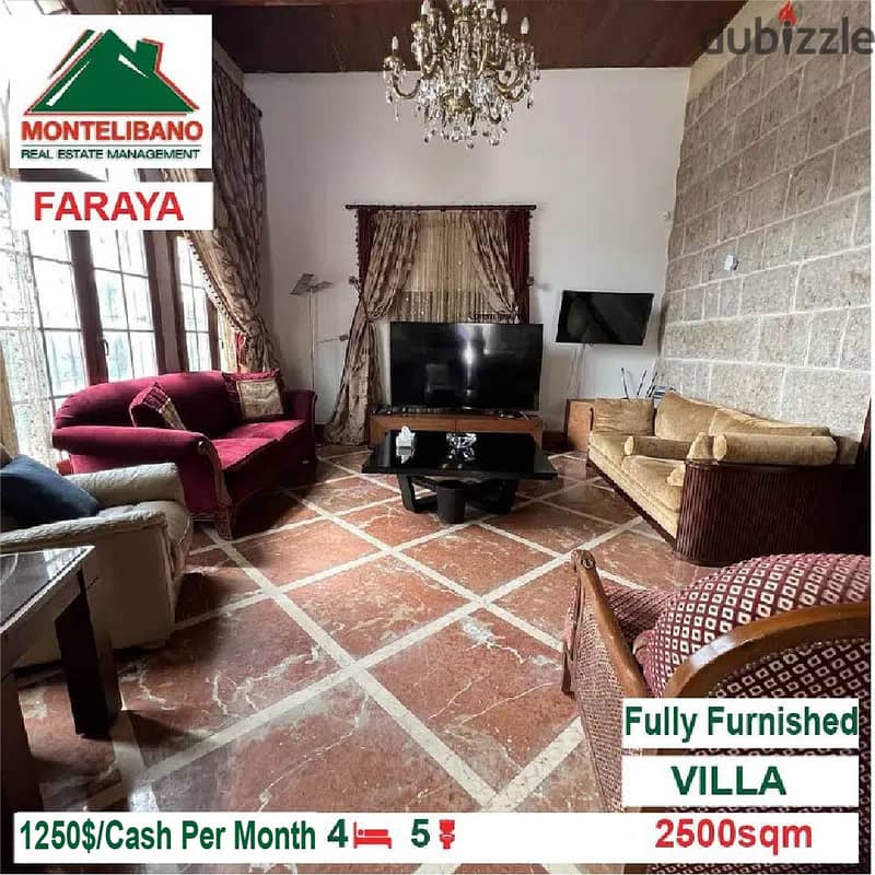 1250$!! Villa for rent located in Faraya 2