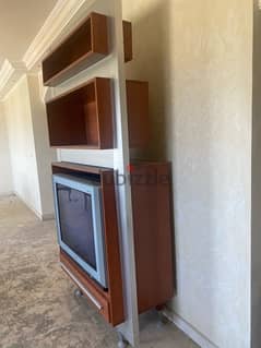 TV Cabinet wood and silver
