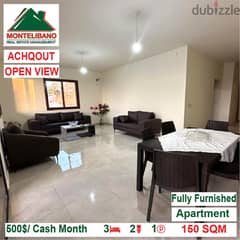 500$/Cash Month!! Apartment for rent in Achqout!! Open View!!