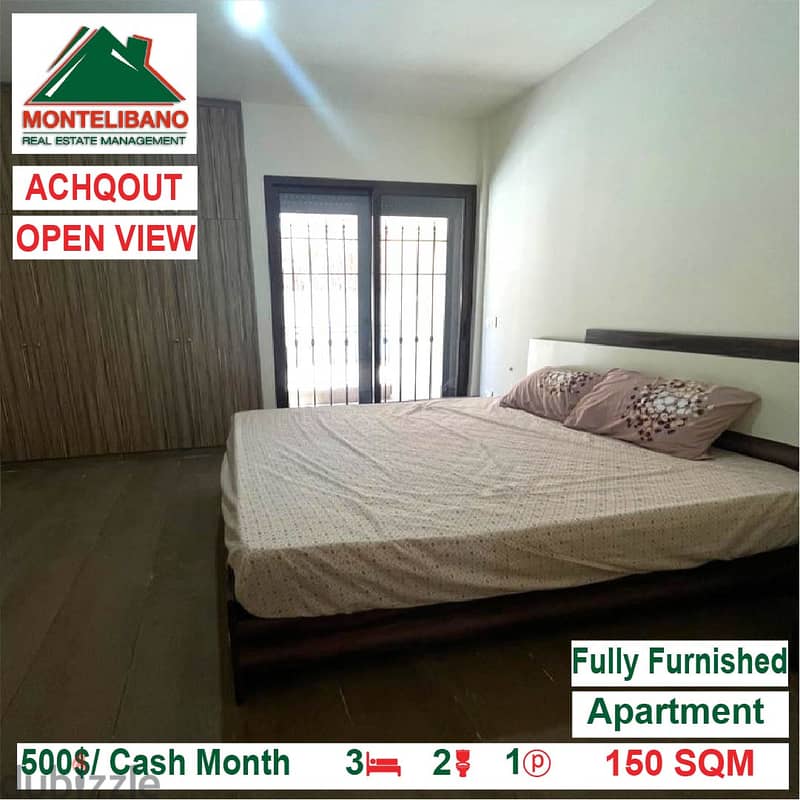 500$/Cash Month!! Apartment for rent in Achqout!! Open View!! 2
