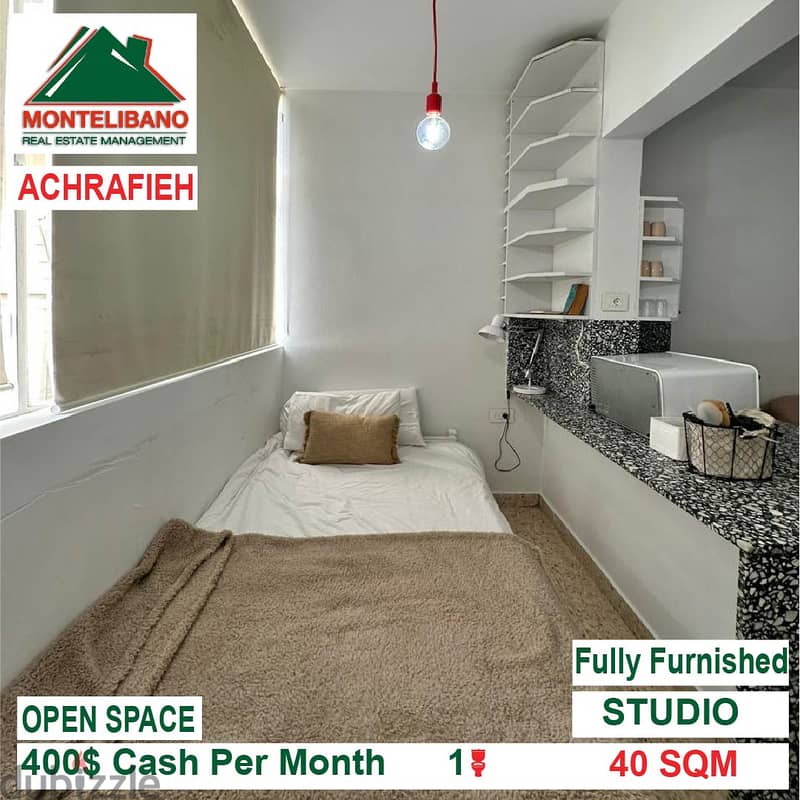 400$!! Open Space Furnished Studio for rent located in Achrafieh 1