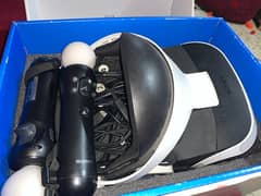psvr with 2 controllers and a game