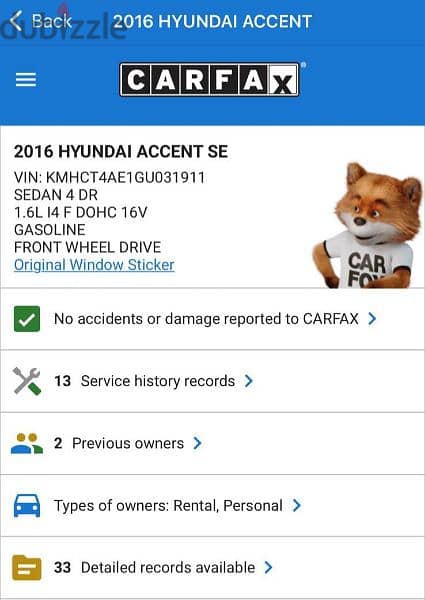 HYUNDAI ACCENT MODEL 2016 AJNABIYE CLEAN CAR FAX 0 ACCIDENT 10