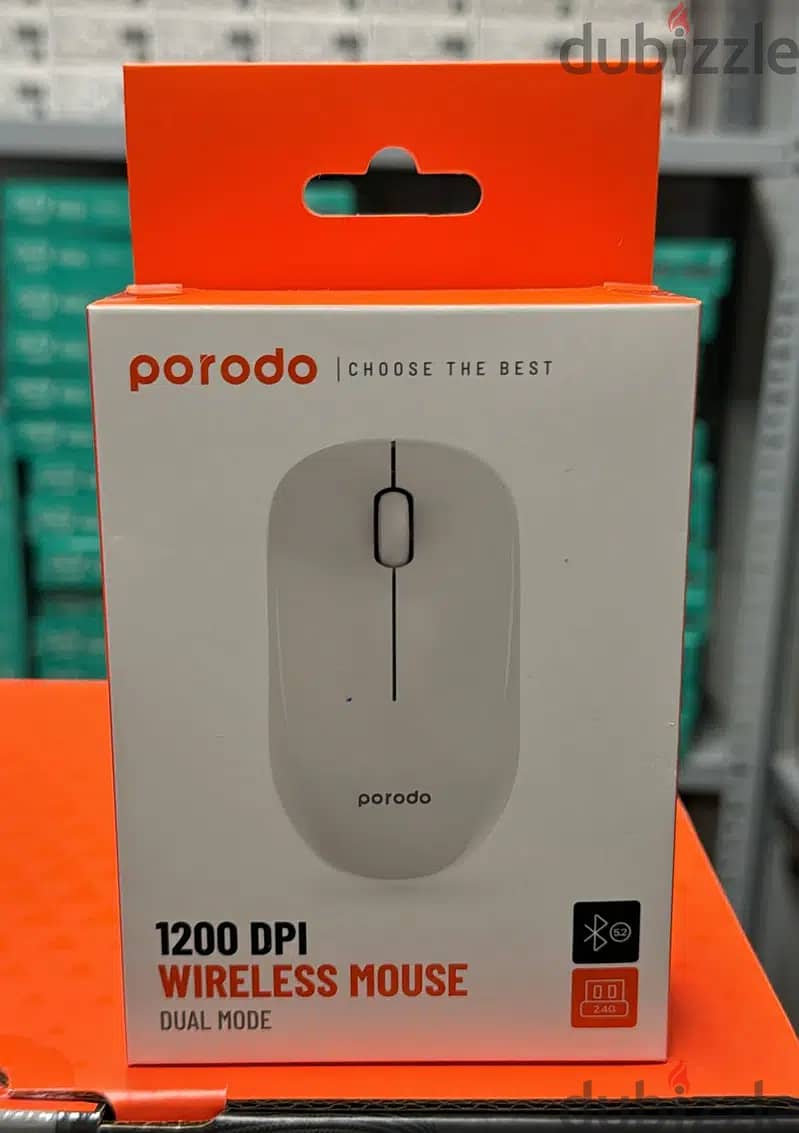 Porodo 1200 DPI wireless mouse dual mode white Exclusive & good offer 0