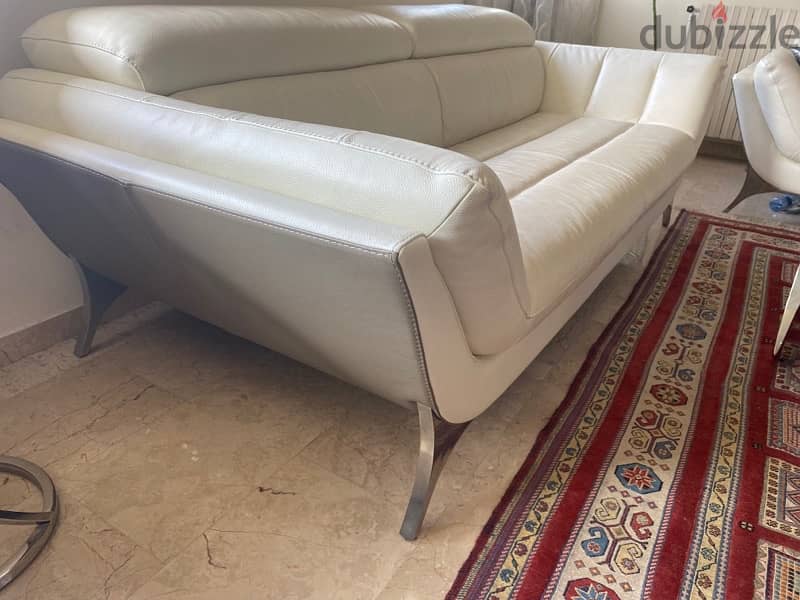 white leather Italian sofa 1