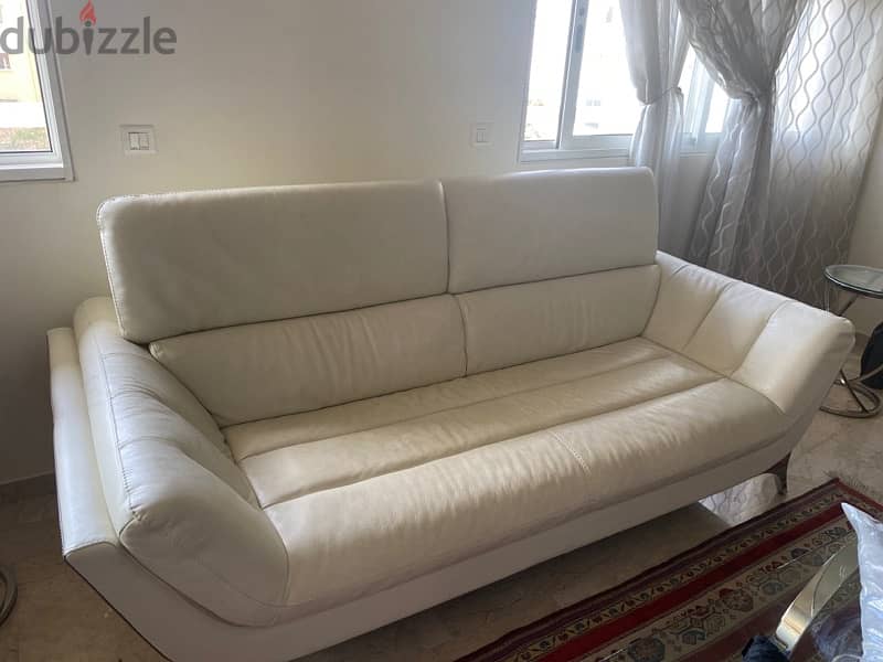 white leather Italian sofa 2