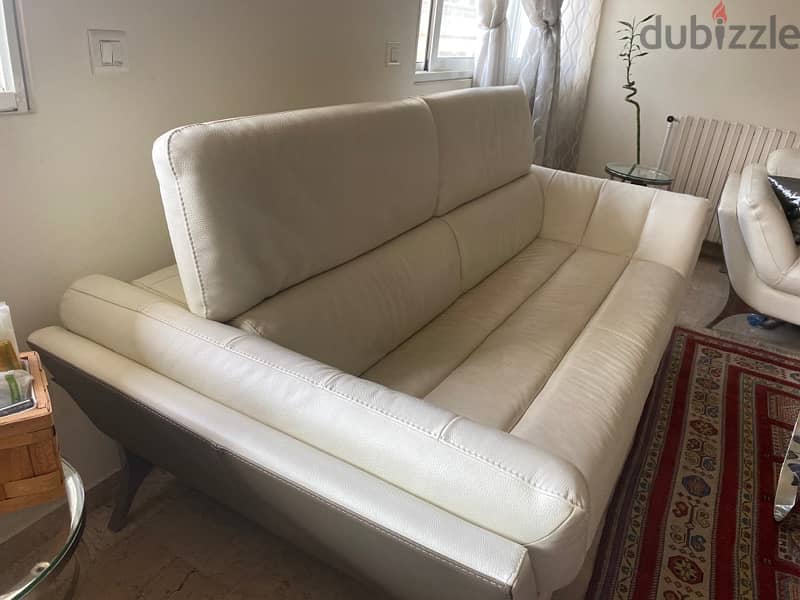 white leather Italian sofa 3