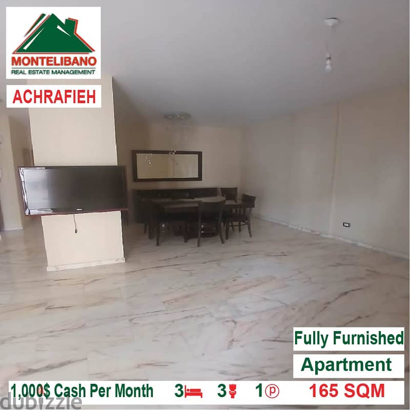 1000$!! Fully Furnished Apartment for rent located in Achrafieh 0