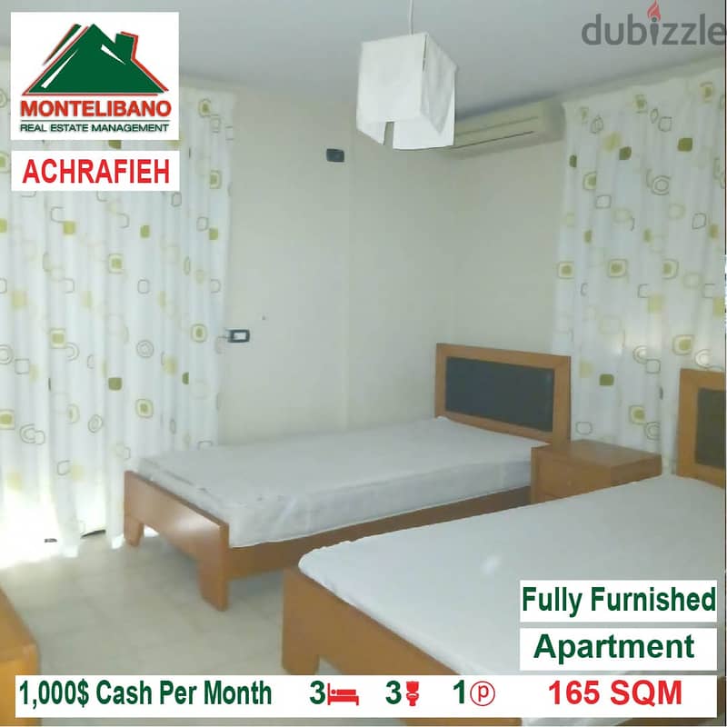 1000$!! Fully Furnished Apartment for rent located in Achrafieh 2