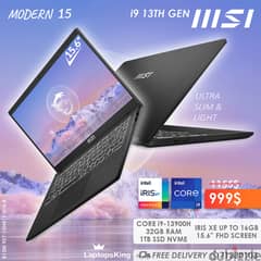 Msi Modern 15 B13M Core i9-13900h Iris Xe 15.6" Laptop
