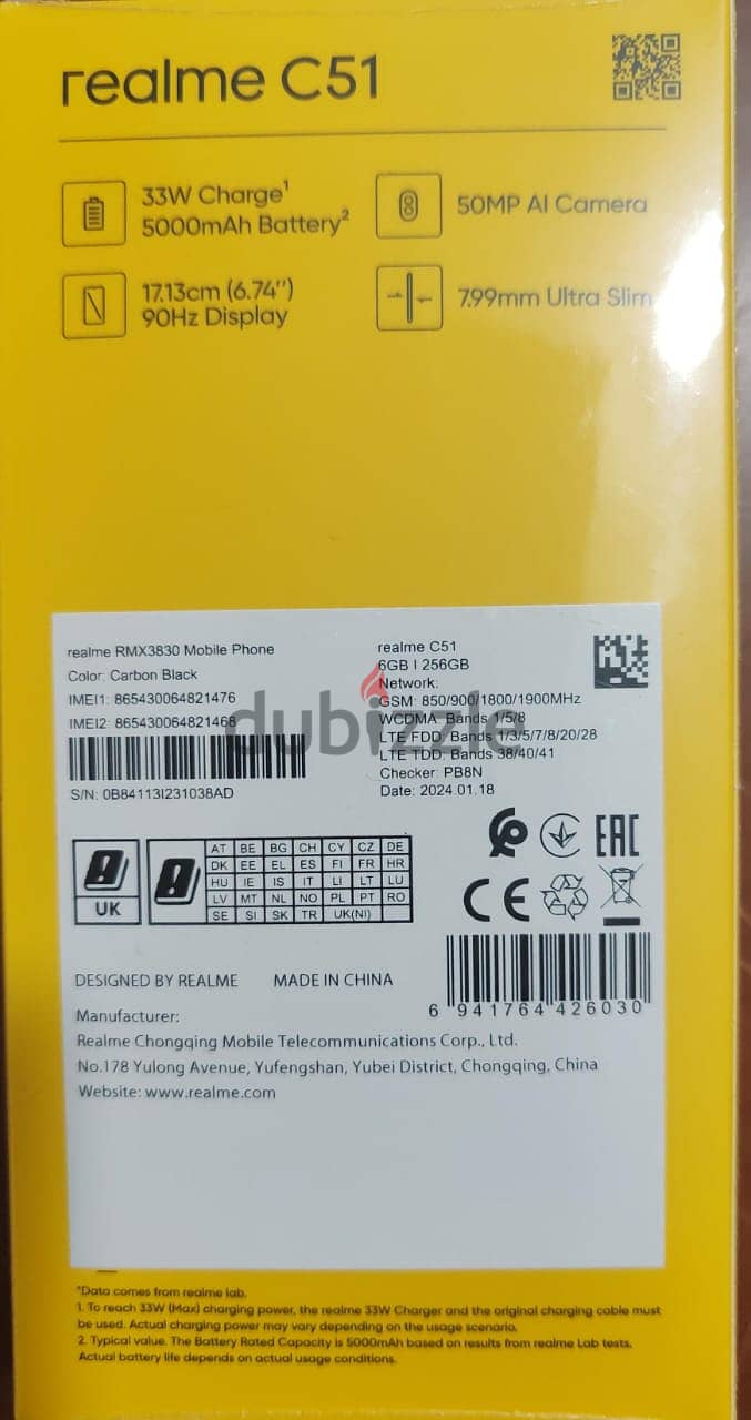 Realme C51 256/6GB Brand new sealed box 1