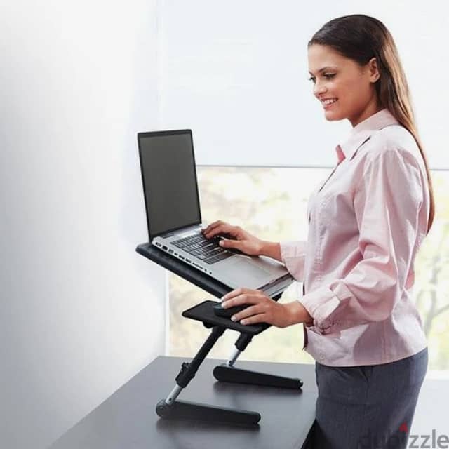 Air Space Adjustable Laptop Desk 22” with Fan and Mouse Tray 4