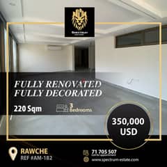 FULLY DECORATED IN RAWCHE PRIME + TERRACE (220SQ) 3 BEDROOMS (AM-182)