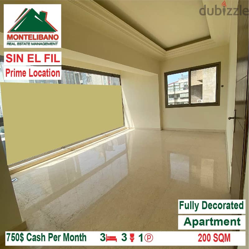 750$!! Prime Location Apartment for rent located in Sin El Fil 0