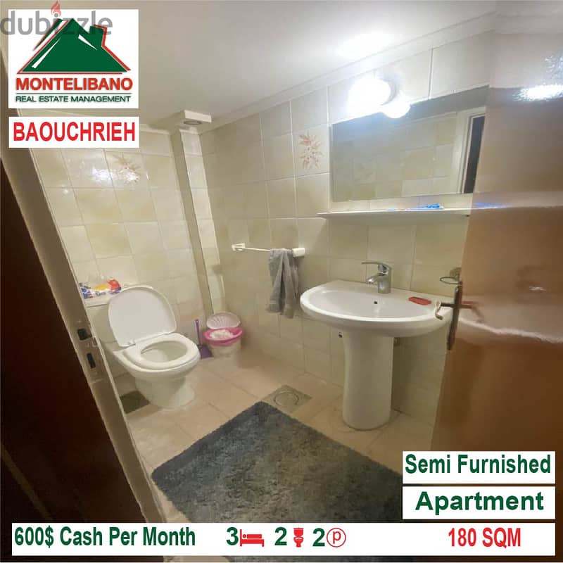600$!! Semi Furnished Apartment for rent located in Baouchrieh 4