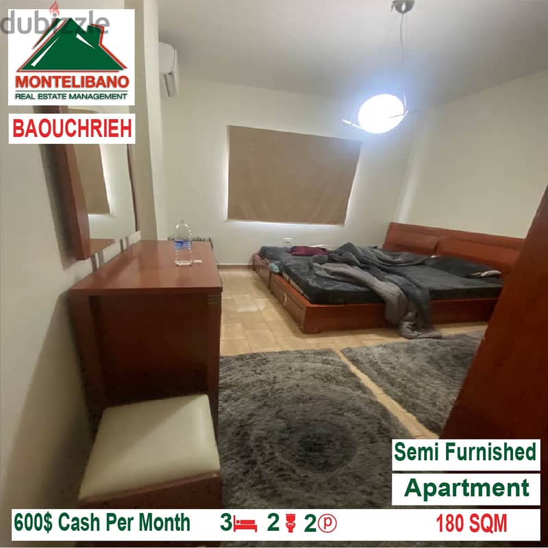 600$!! Semi Furnished Apartment for rent located in Baouchrieh 5