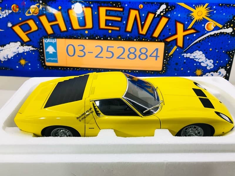 1/18 diecast Autoart full opening. Lamborghini Miura Glow Yellow 3