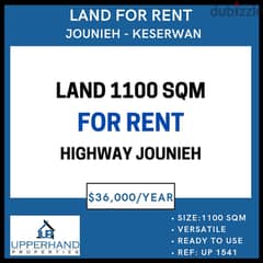 READY-TO-USE: 1100 SQM HIGHWAY LAND FOR RENT IN JOUNIEH