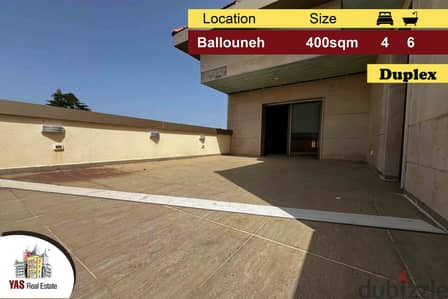 Ballouneh 400m2 | 250m2 Terrace | Duplex | Generous Dimensions | AC |