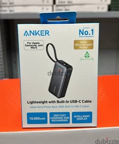 Anker Nano power bank 10000mah (30w,built-in usb-c cable) exclusive of