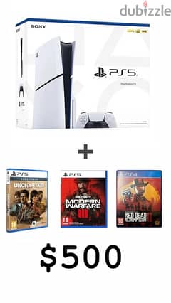 PS5 Slim Open Box with 3 Games