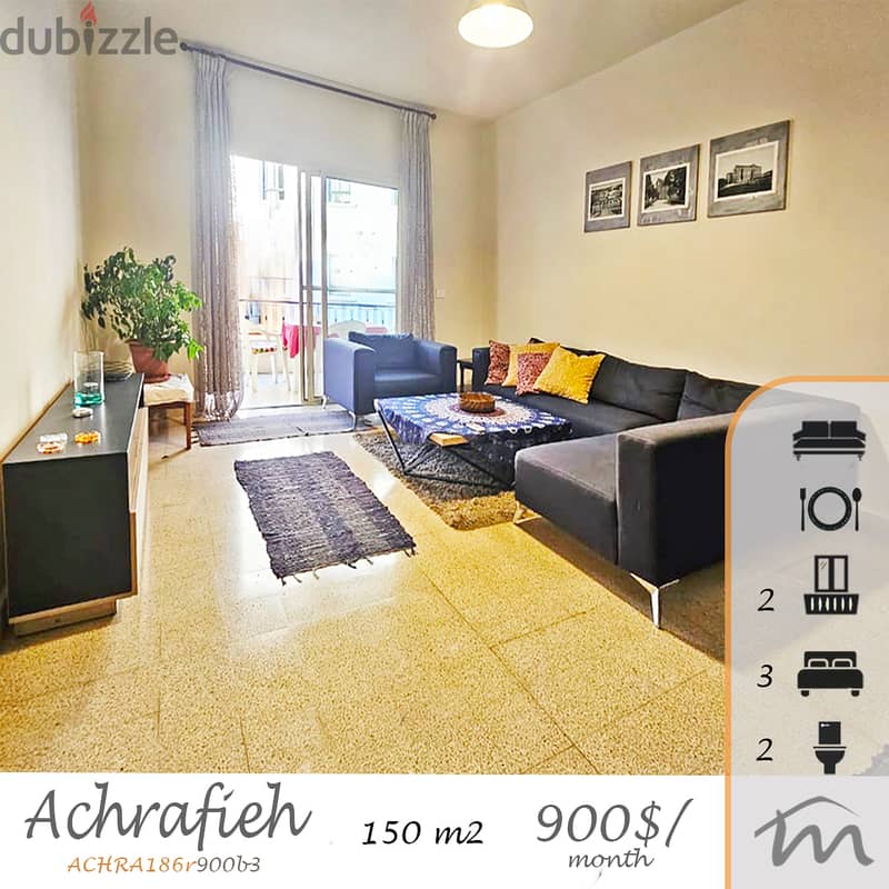 Ashrafieh | Furnished/Equipped 3 Bedrooms Apartment | 2 Balconies 0