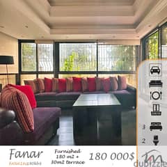 Fanar | Furnished 175m² + 30m² Terrace | Prime Location | 3 Bedrooms