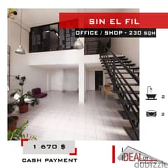 Shop /Office for rent in Sin el Fil 230 sqm Prime Location ref#chc2422