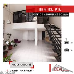 Office /Shop for sale in Sin el Fil 230 sqm prime Location ref#chc2423 0
