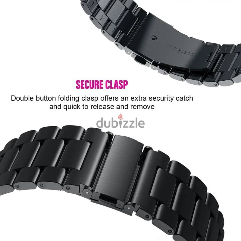 Watch Band in Black Stainless Steel 22mm 1