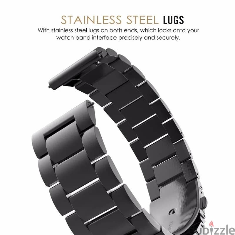 Watch Band in Black Stainless Steel 22mm 2