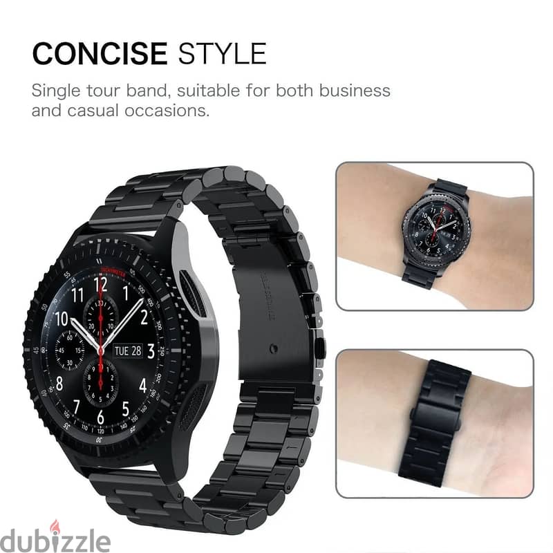Watch Band in Black Stainless Steel 22mm 10