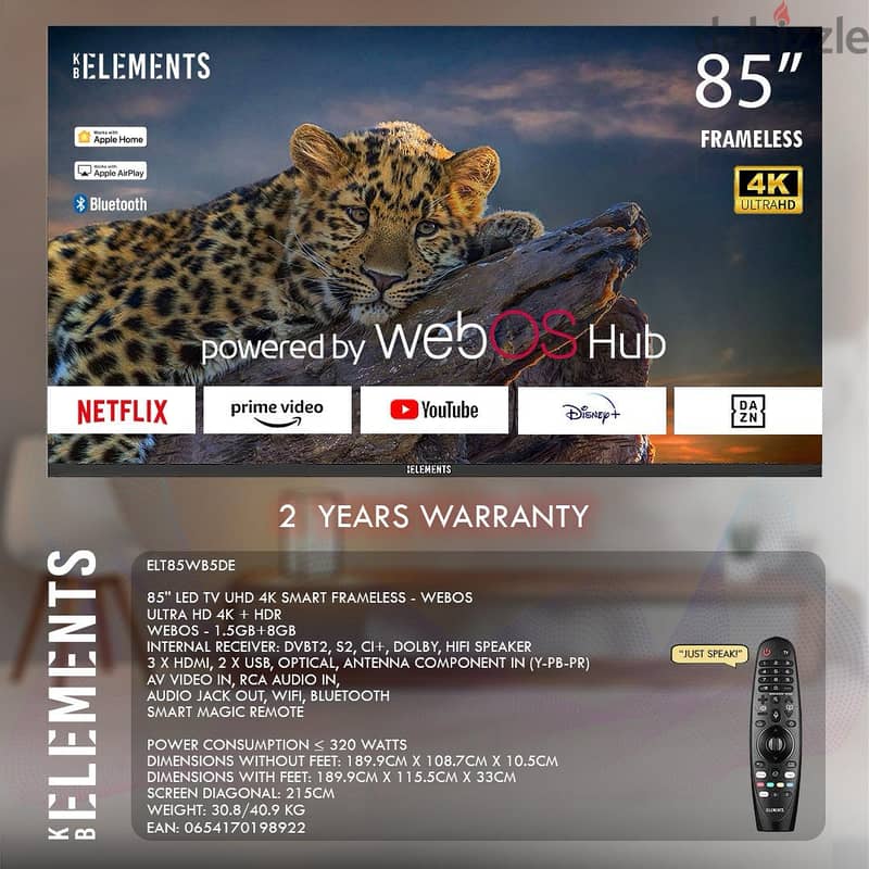 KB ELEMENTS 85″ LED TV UHD 4K SMART | ELT85WB5DE - 76-540587 0